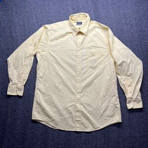 IZOD Dress Shirt Mens Large 16-16.5 32/33 Yellow All-Over Stretch Oeko Tex